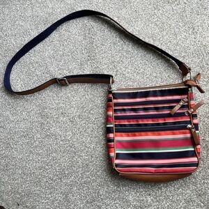 Beuno‎ Striped Crossbody Bag Purse Women’s Bright Red Brown